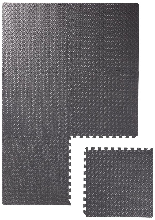 Amazon Basics Interlocking Foam Floor Mat Tiles for Home Gym Exercise, 24.7 x 24.7 x .5 Inches, Black - Pack of 6 - Image 3