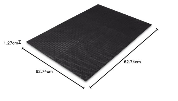 Amazon Basics Interlocking Foam Floor Mat Tiles for Home Gym Exercise, 24.7 x 24.7 x .5 Inches, Black - Pack of 6 - Image 8