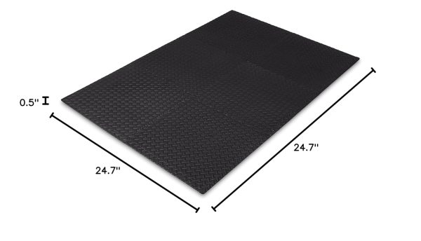 Amazon Basics Interlocking Foam Floor Mat Tiles for Home Gym Exercise, 24.7 x 24.7 x .5 Inches, Black - Pack of 6 - Image 9