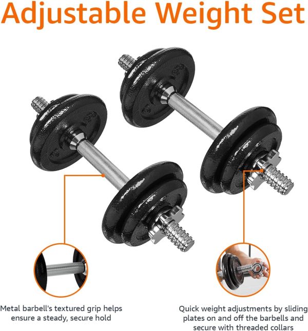 Amazon Basics Adjustable Dumbbell Hand Weight Set, Black - Image 2