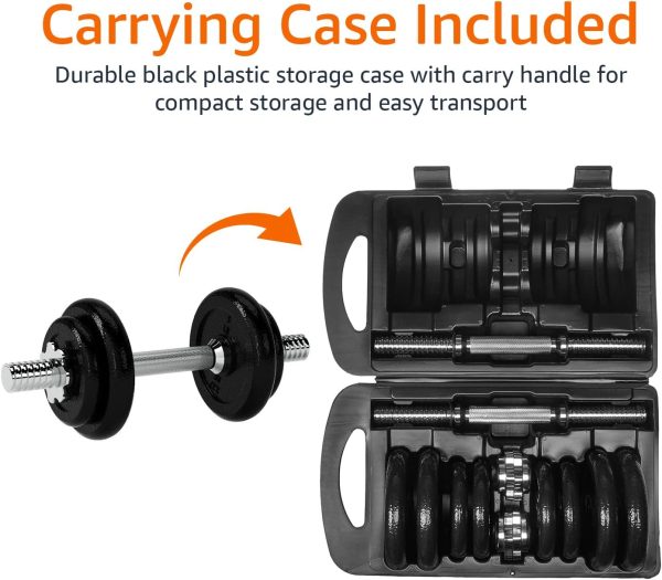 Amazon Basics Adjustable Dumbbell Hand Weight Set, Black - Image 4